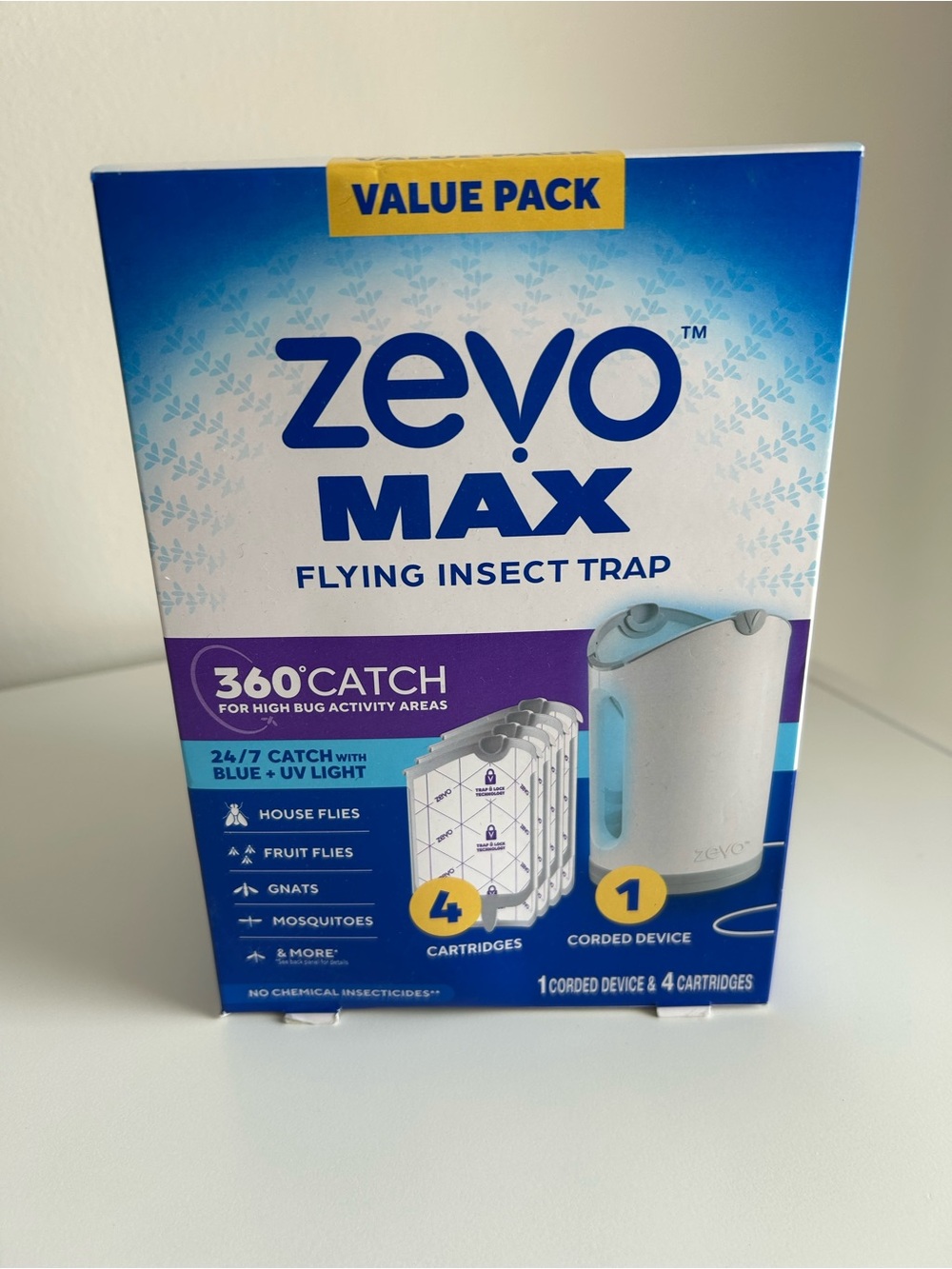 Zevo Max Flying Insect Trap CORDED DEVICE traps Houseflies, Mosquitoes, Gnats